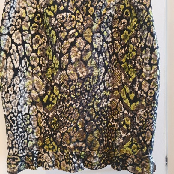 STUNNING!! ELI TAHARI PENCIL RUTH METALLIC ANIMAL PRINT SKIRT - MINT - SIZE 12 - Picture 1 of 6